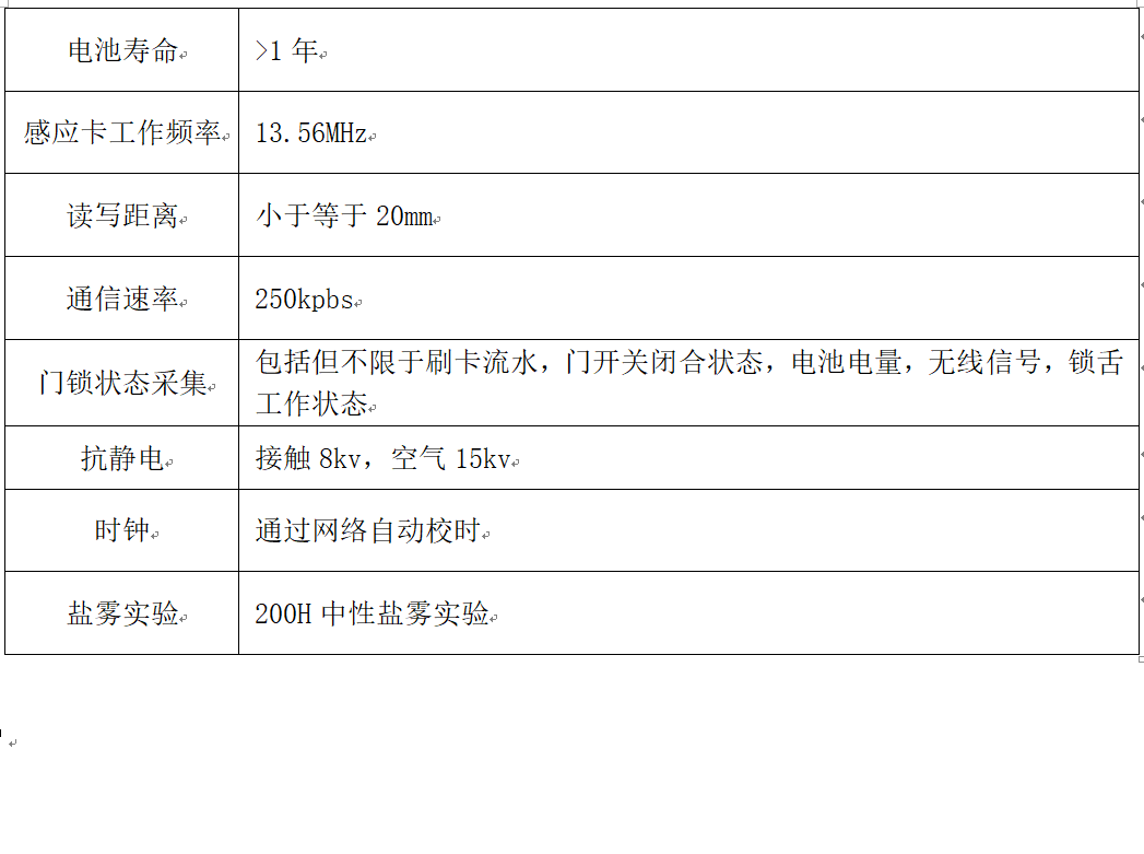 无线联网门锁电池参数